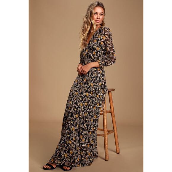 Lulus Floral Wrap Maxi Dress - Picture 1 of 9
